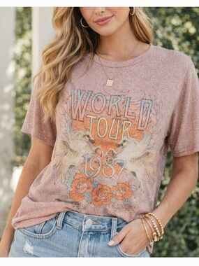 Altard State World Tour 1987 Graphic Tees (Set of Two) in Sparkly Pink and Black